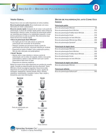 SeÃ§Ã£o D â Bicos de pulverizaÃ§Ã£o cone Oco