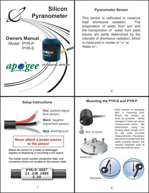 Silicon Pyranometer - Apogee Instruments