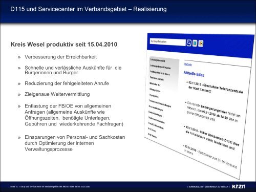 D115 / Servicecenter im Verbandsgebiet - Blog - KRZN