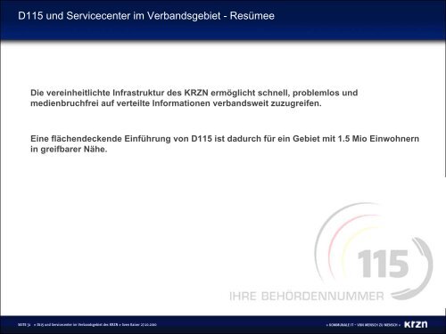 D115 / Servicecenter im Verbandsgebiet - Blog - KRZN