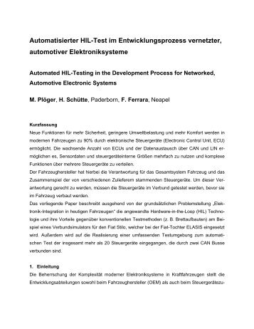 Automatisierter HIL-Test im Entwicklungsprozess vernetzter - dSPACE