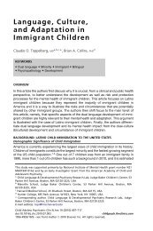 Language, Culture, and Adaptation in Immigrant Children - Harvard ...