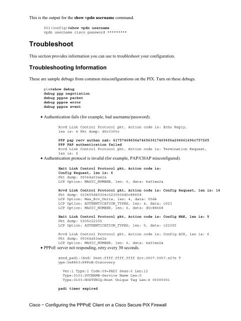 Cisco - Configuring the PPPoE Client on a Cisco Secure PIX Firewall