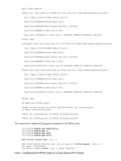 Cisco - Configuring the PPPoE Client on a Cisco Secure PIX Firewall