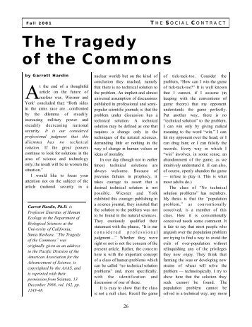 Tragedy of the commons essay garrett hardin