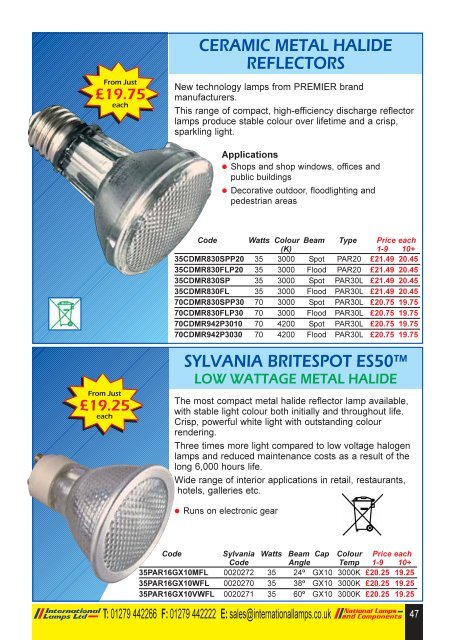 Low Energy Fire Rated Downlights - National Lamps and Components