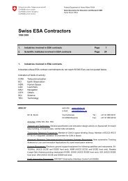 Swiss ESA Contractors - State Secretariat for Education and ...