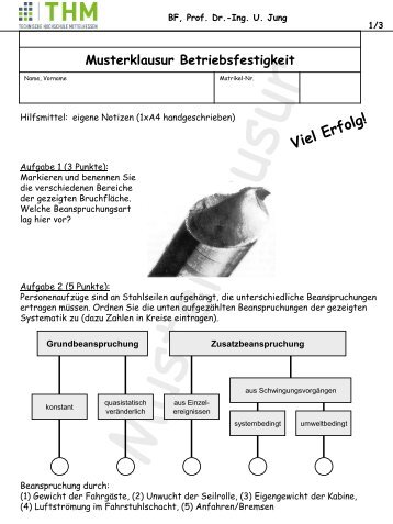 Musterklausur Betriebsfestigkeit