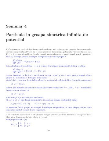 Seminar 4 Particula in groapa simetrica infinita de potential