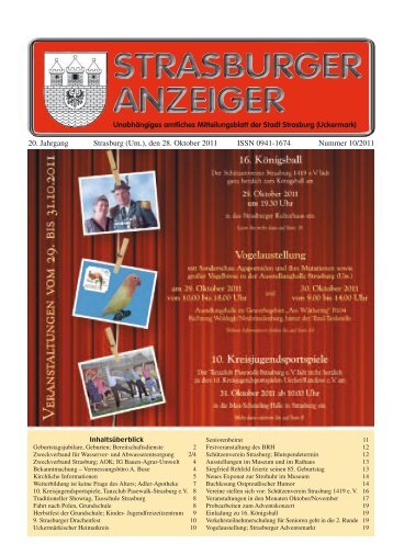 20. Jahrgang Strasburg (Um.), den 28. Oktober ... - Schibri-Verlag