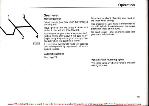 Download 1980 Volkswagen VW Transporter / Caravelle Instruction ...