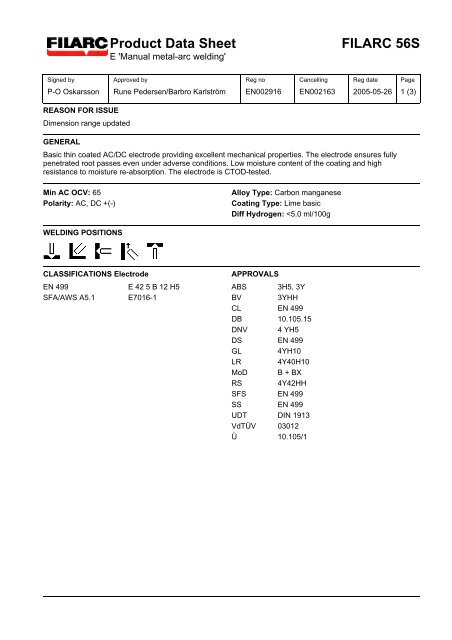 Product Data Sheet FILARC 56S - Eurocardis