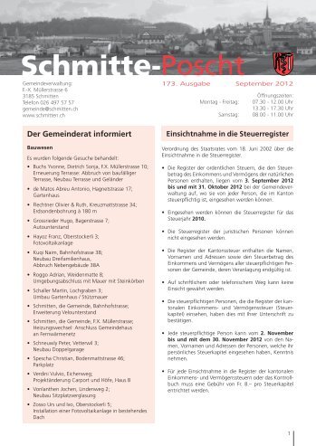 Der Gemeinderat informiert - Gemeinde Schmitten