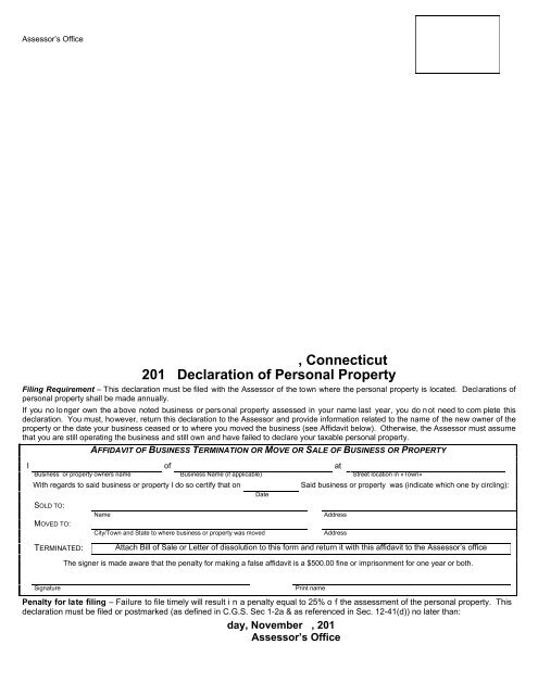 Personal Property Declaration Forms - Town of South Windsor