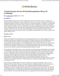 Critical Literature Review Of Social Disorganisation Theory Of ...