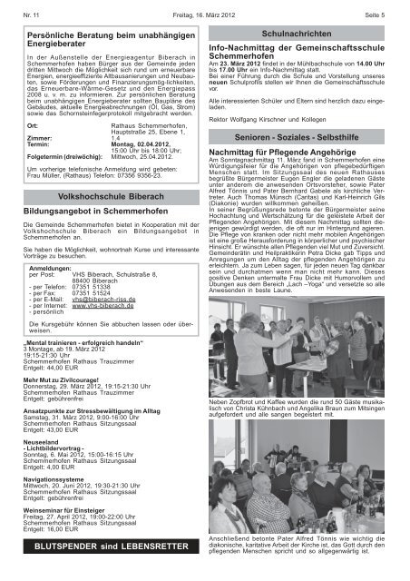 MITTEILUNGSBLATT - Gemeinde Schemmerhofen