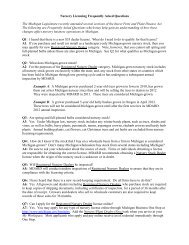 Nursery Licensing Frequently Asked Questions The Michigan ...