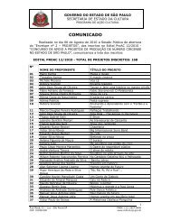 Comunicado - Inscritos - ProAC nÂº 12 - 2010 - Secretaria de Estado ...