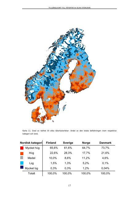 Tillgänglighet till tätorter av olika storlekar. Modellering - Tillväxtanalys