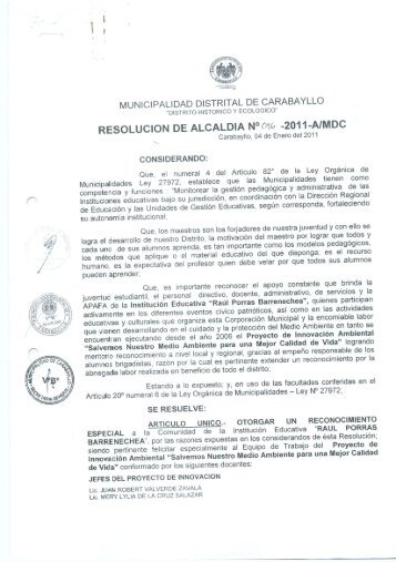 MUNICIPALIDAD DISTRITAL DE CARABAYLLO