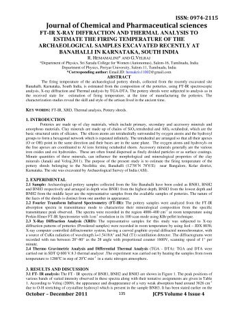 Article 1 FT-IR X-RAY DIFFRACTION AND THERMAL ... - jchps