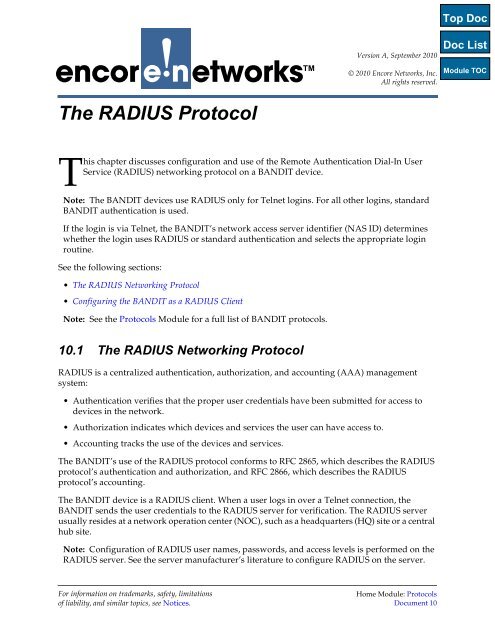 Protocols: The RADIUS Protocol - Encore Networks