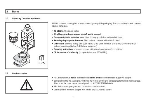 Operating instructions PB-L line of balances - METTLER TOLEDO