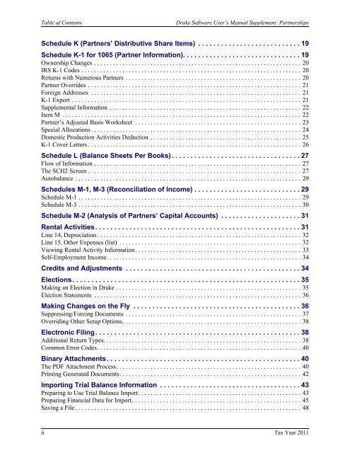 Schedule K-1 for 1065 - Drake Software