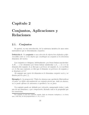 CapÂ´Ä±tulo 2 Conjuntos, Aplicaciones y Relaciones - QueGrande