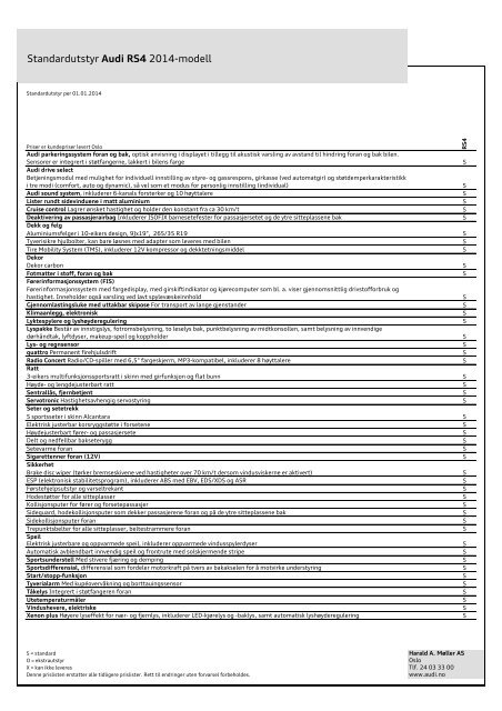 Prisliste Audi A4/S4 2014-modell