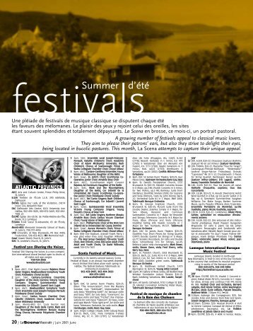 les pages sur les festivals d'ÃƒÂ©tÃƒÂ© - La Scena Musicale