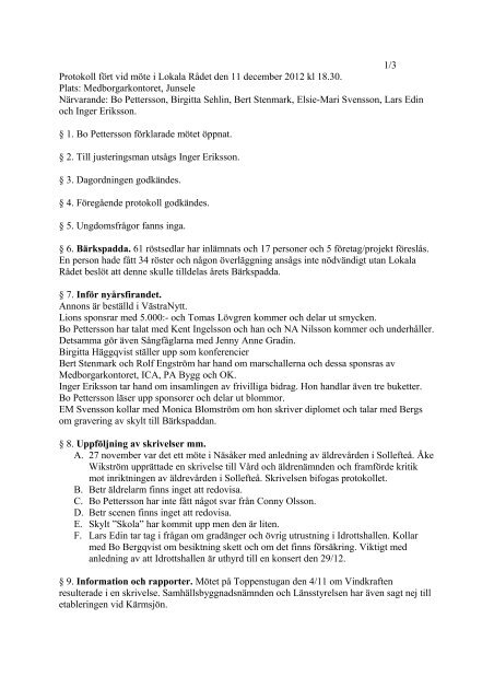 Lokala rÃ¥det Junsele 121211.pdf - SollefteÃ¥ kommun