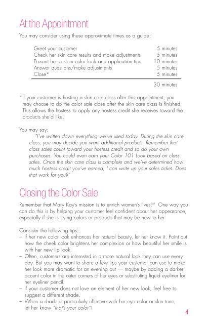 Mary Kay Color Appointment