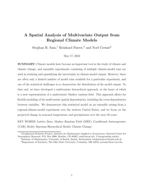 A Spatial Analysis of Multivariate Output from Regional ... - IMAGe