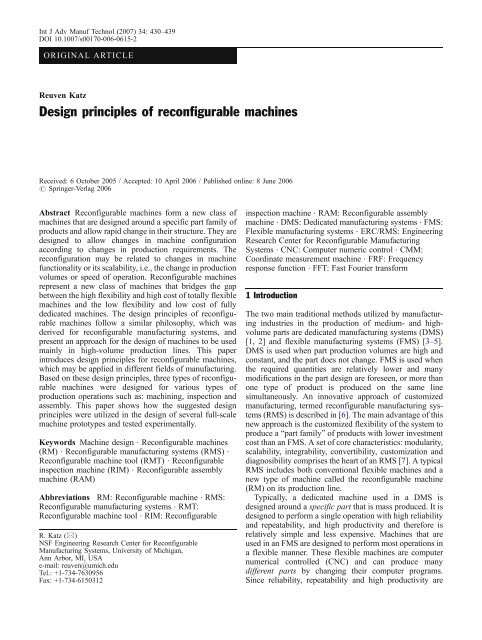 Design principles of reconfigurable machines