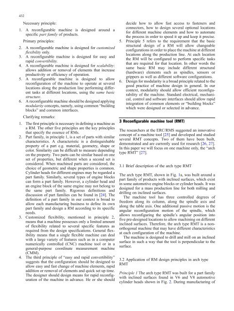 Design principles of reconfigurable machines