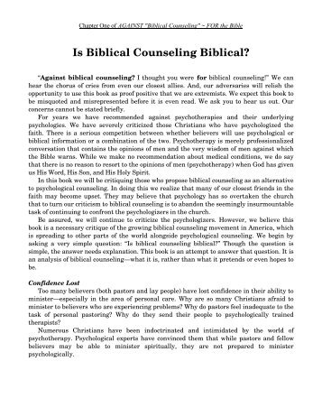 Is Biblical Counseling Biblical? - Introduction to Psychoheresy ...