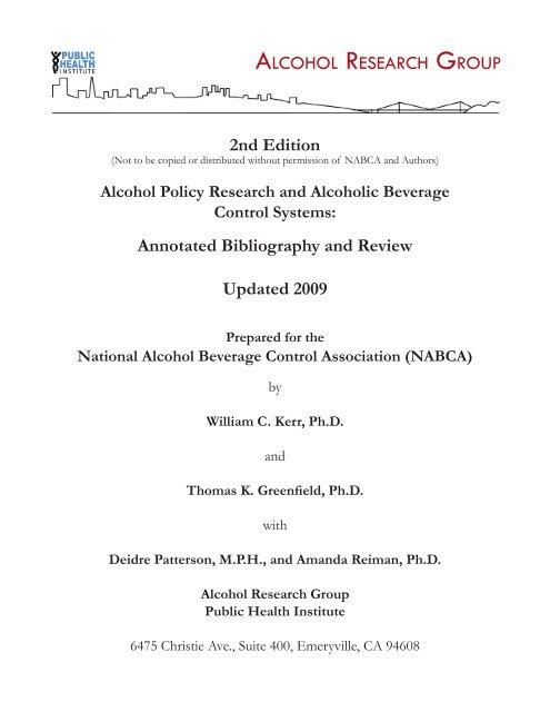 Alcohol Policy Research and Alcoholic Beverage Control ... - nabca