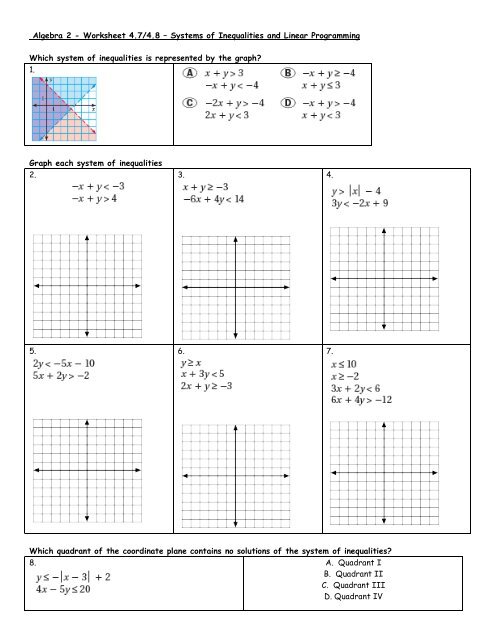 2021 System Of Inequalities Worksheet Pdf : Graphing ...
