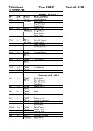 Trainingsplan TC Wetzlar Jgd. Winter 2012/13 Stand: 05.10.2012