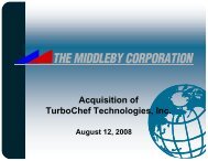Acquisition of TurboChef Technologies, Inc. - The Middleby ...