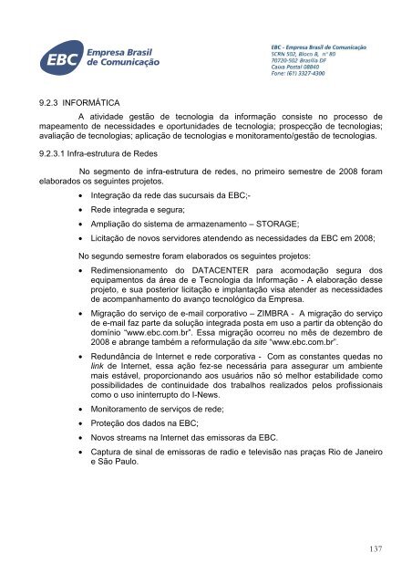 EBC - RelatÃ³rio de GestÃ£o 2008 - V Final 2 - EBC - Empresa Brasil ...