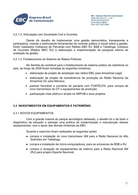 EBC - RelatÃ³rio de GestÃ£o 2008 - V Final 2 - EBC - Empresa Brasil ...