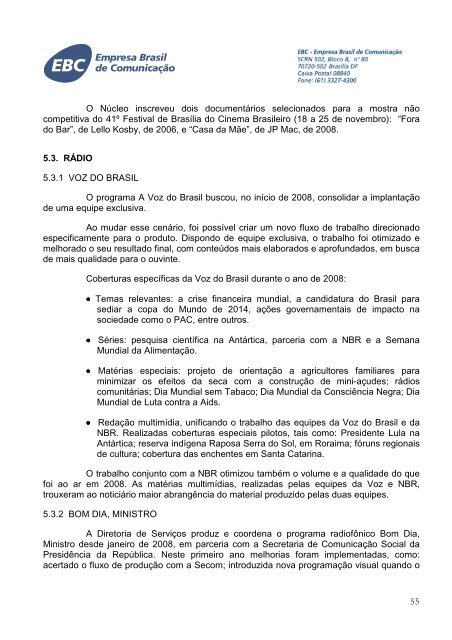 EBC - RelatÃ³rio de GestÃ£o 2008 - V Final 2 - EBC - Empresa Brasil ...