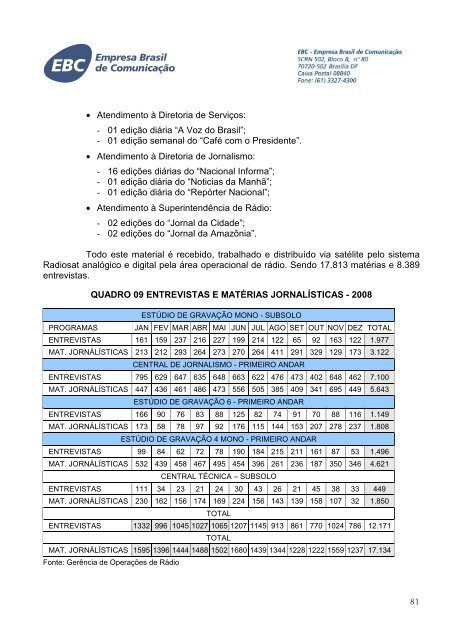 EBC - RelatÃ³rio de GestÃ£o 2008 - V Final 2 - EBC - Empresa Brasil ...