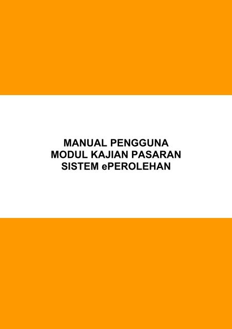 MANUAL PENGGUNA MODUL KAJIAN PASARAN ... - ePerolehan