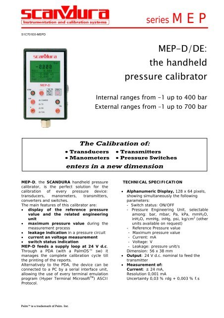 MEP-D/DE: the handheld pressure calibrator series M E P