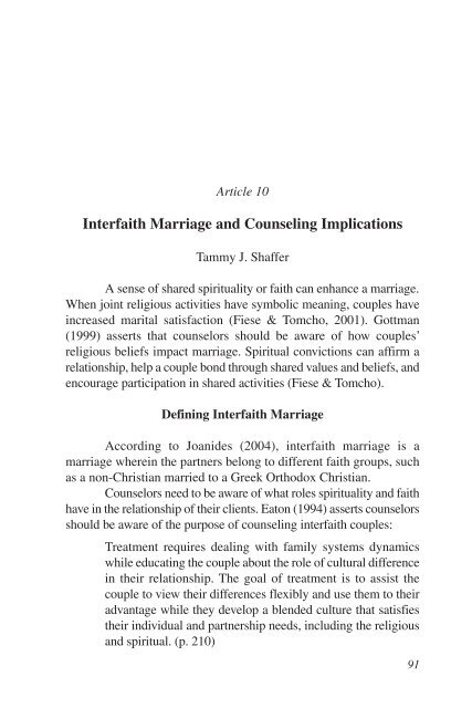 Interfaith Marriage and Counseling Implications *(PDF)