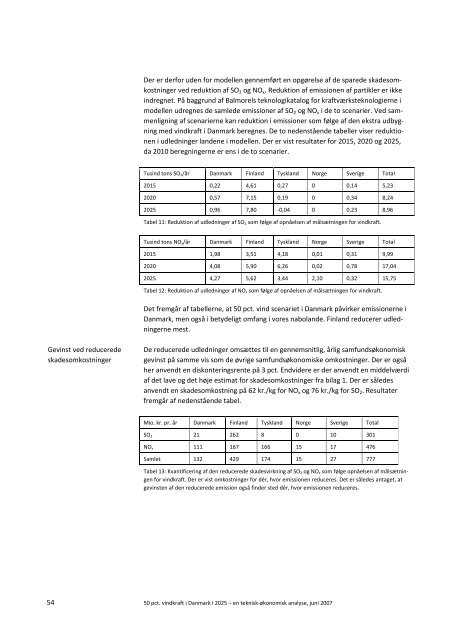 Ea Energianalyse a/s 50 pct. vindkraft i Danmark i 2025 ... - Balmorel