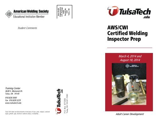 AWS/CWI Certified Welding Inspector Prep - Tulsa Technology Center